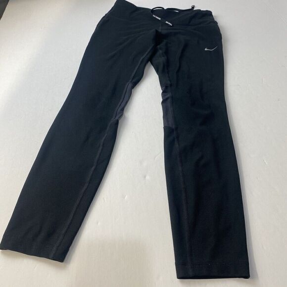 Nike Dri-fit Black Running leggings mesh panels size S Ankle  Drawstring Used - Picture 2 of 11